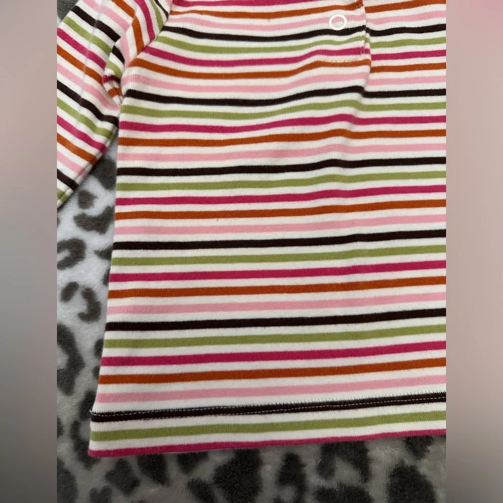 NWOT 2005 Gymboree Ruffle Turtleneck in Pink Brown Green Stripe Size 6-12 Months